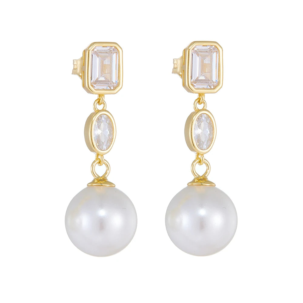 Vintage Style Pearl Dangle Earrings Delicate Sterling Silver Jewelry for Women