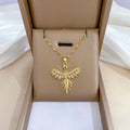 Titanium Steel Full Diamond Phoenix Bird Pendant Necklace Charm Choker for Women Wedding Engagement Stainless Steel Jewelry