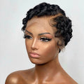 Short Bob Deep Wave Pixie Cut Transparent Lace Front Human Hair Wigs Black Women Brazilian Loose Deep Curly Wavy Human Hair Wig
