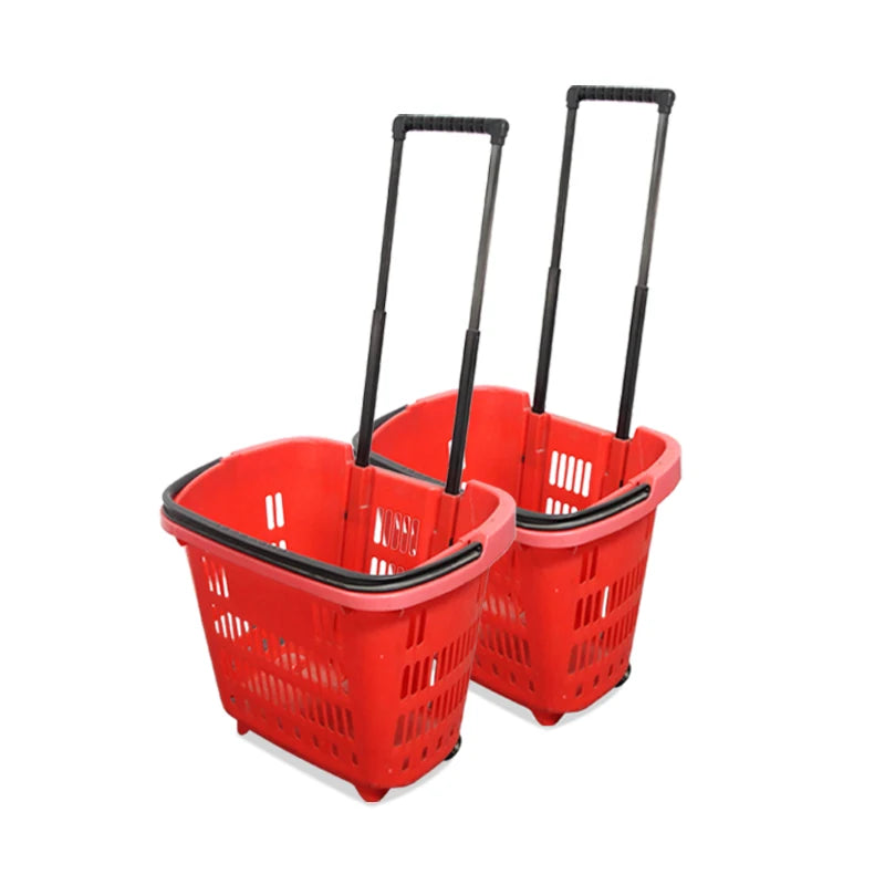 Blue Double Pole Shopping Basket for Grocery and Retail Store