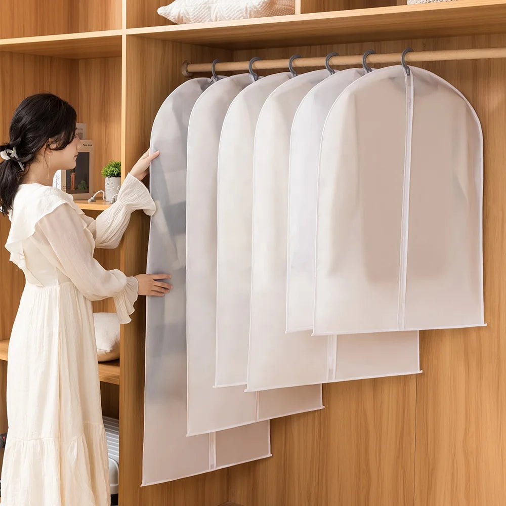 Clothes Hanging Household Folding Garment Bag Cover Coat Down Jacket Suit Translucent Waterproof Storage Dust Proof Bag