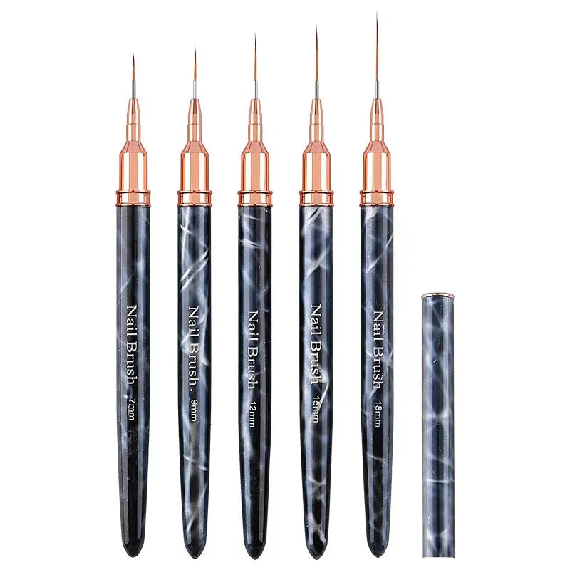Long Nail Liner Detail Brush Nail Art Manicure Polish Tools 5Pcs/Set  Nail Art Liner Brush Acrylic