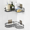 Factory Price Corner Rack Metal Kitchen Bathroom Wall Mounted Wrought Iron Shelf Essential Punch Free Rack with Sticker