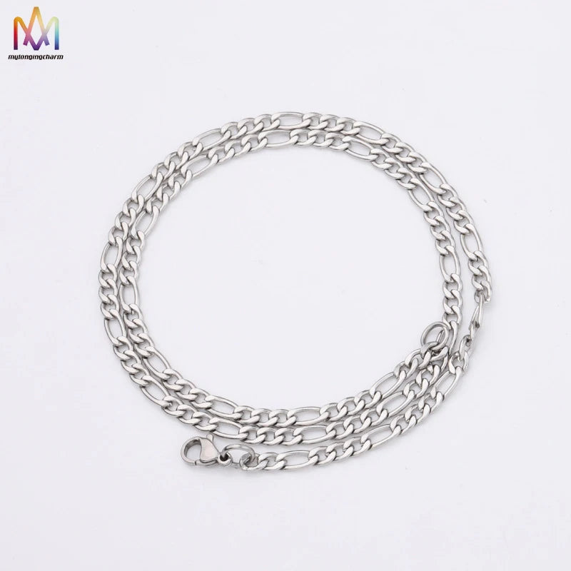 4MM Hiphop Jewelry Chain Sweater Chain Figaro Chain Stainless Steel for Bracelet Necklace Making