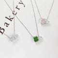 Quick Supply Fine Jewelry 925 Sterling Silver Necklace Green Pink 5A CZ Diamond Zircon Pendant Necklace Women