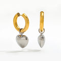 18K Gold Plated PVD Chunky Gold & Silver Heart Stainless Steel  Earrings Trendy Gold Waterproof Jewelry