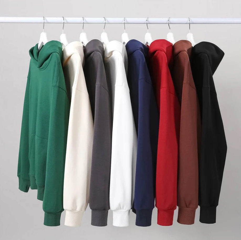 Custom Hoodie Men 100% Cotton Blank Casual Puff Print Hoodie 500gsm Heavyweight Fleece Unisex Oversized Embroidery Men's Hoodies