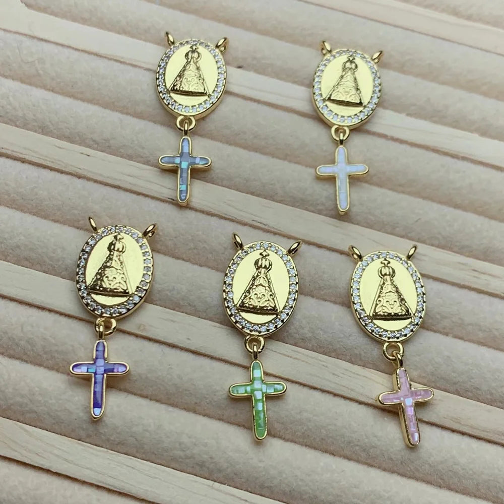 Sea Shell Zircon Religious Virgin Guadalupe Pendants Charms for Jewelry Making Diy Necklace Bracelet