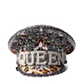 Ecowalson  Brown Leopard Diamonds Sequined Rivets Punk  Rock Style Adult Cosplay Gothic Hat Party Clubwear Cool Hats