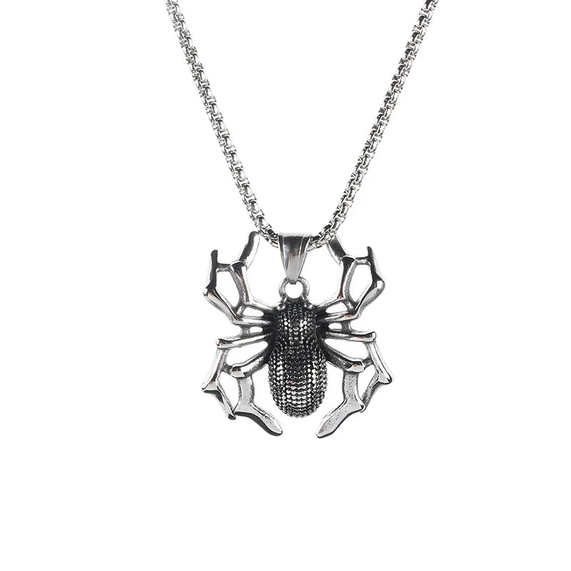 Hiphop Fashion Stainless Steel Mens Pendant Spider Necklace