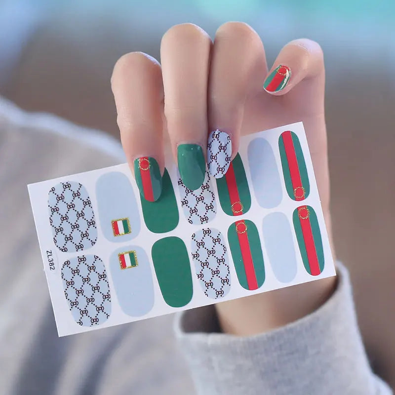 HuiZi New Art Designs Christmas Nail Stickers Manicura Calcomanias