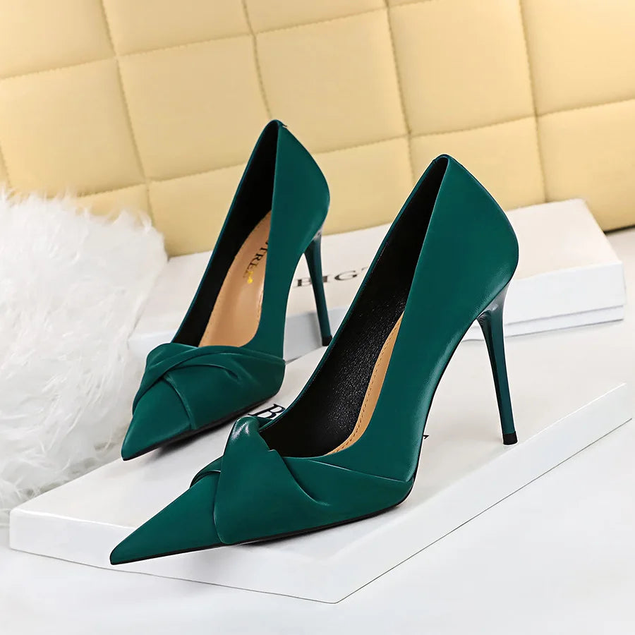 Trendy Office Shoes Women Heels Pumps 10 CM Thin Heels Wedding Shoes Female Pointed Stilettos Heeled Shoes