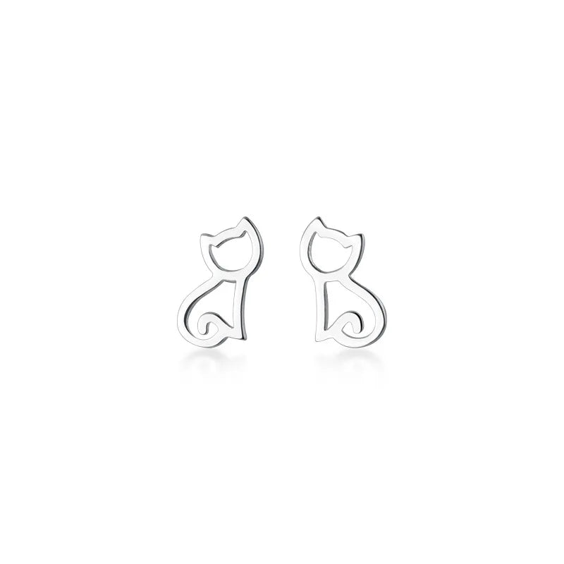 REETI 925 Sterling Silver Cat Stud Earrings for Women Elegant Wedding Jewelry