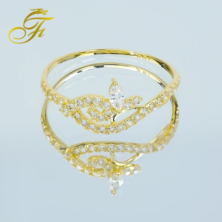18K Solid Real Gold AU750 Butterfly Zircon Anniversary Ring Sparkling Pave Set Stackable Ring Luxury Fine Jewelry for Women