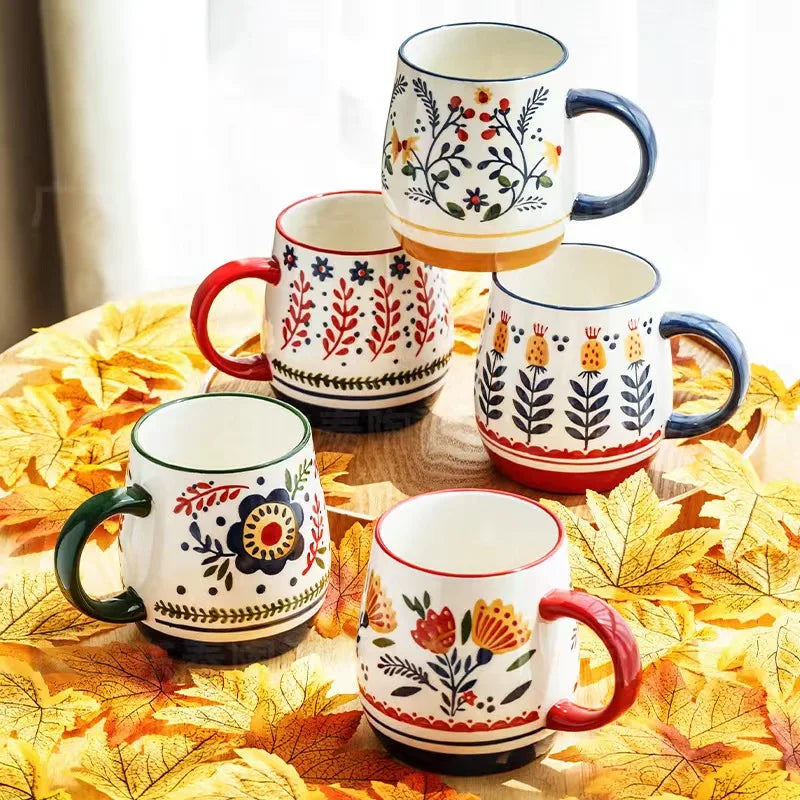 18.5oz Hot Selling Hand Painted French Coffee Mug Cup Ceramic Mugs Coffee Mugs
