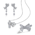 Hailer Jewelry Cute Zirconia of Bridal Wedding Bow Knot Design 925 Sterling Silver Earring/rings/necklace Jewelry Sets for Women
