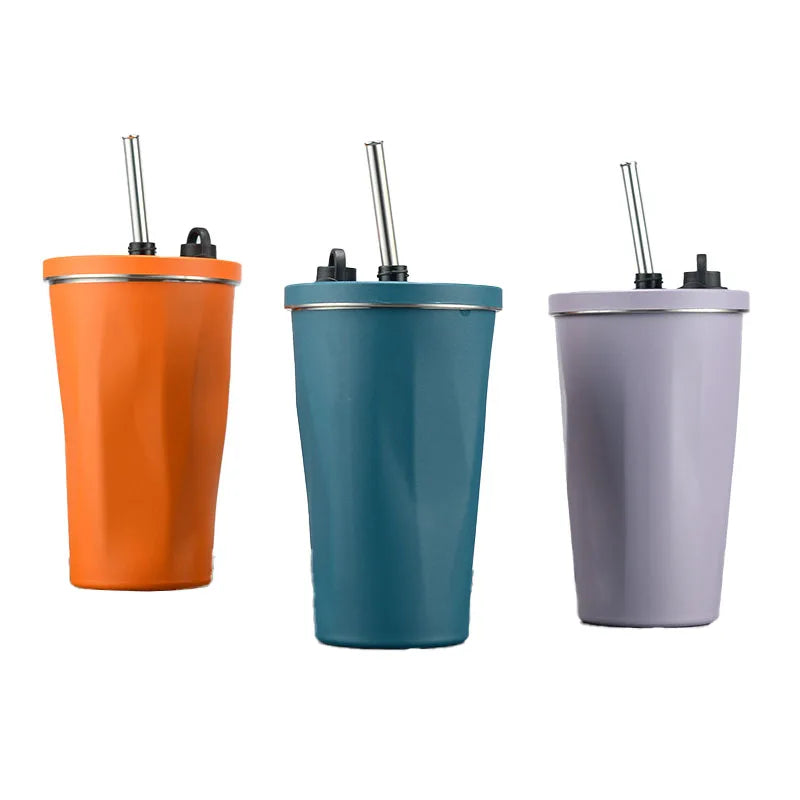 Stylish Stainless Steel Vacuum Insulated Straw Cup High Capacity Portable Eco-Friendly Diamond Coffee Iced Beverage Gift Cup