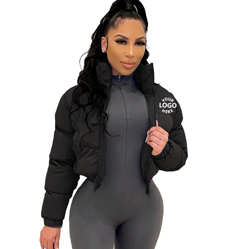 Custom Manufacturer Wholesale Fashion Ladies Autumn Winter Elegant Bubble Coat Clothes Crop Puffer Jacket for Women