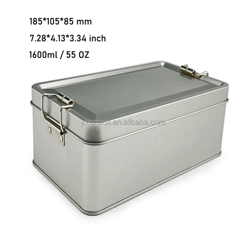 185*105*85 mm Airtight Rectangular Tinplate Recycled Materials Crisp Lunch Gift Desserts Tiramisu Pineapple Bread Box Packaging