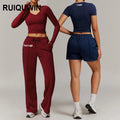 RUIQUWIN Custom Women's Sports Fitness Clothing Lightweight Breathable Long Sleeve Workout Top Yoga Sets Running Tight Workout