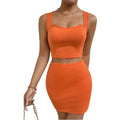 Summer Clothes Wholesale Two Piece Set Women Clothing Sleeve Tank Top & Bodycon Skirt Ladies Casual Sets