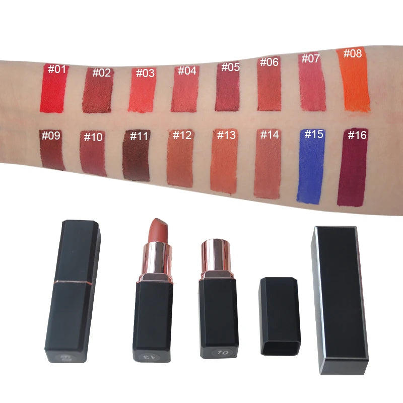 Wholesale Custom No Logo Blue Red Lipstick Private Label Matte Lipstick Waterproof Lip Makeup Private Label Lipstick