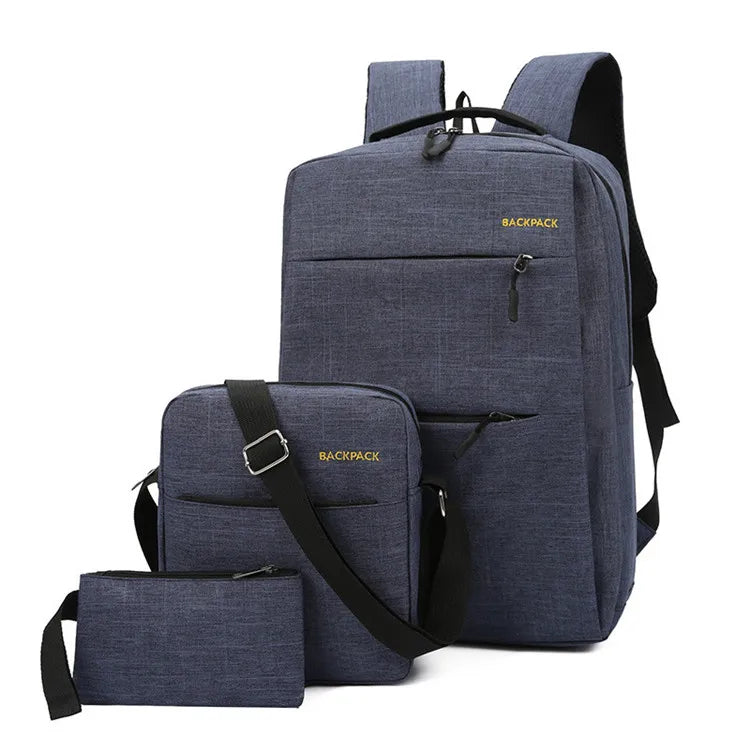 School Custom 3pcs Boys Backpack Set-Letter Pattern Zipper Closure Waterproof 36-55L Nylon Physiological Curve Back Polyester