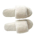 Women's Fashion Indoor Floor Slides Soft Faux Fur Ladies Slippers Fleece Warm Fluffy Cozy One Strap Light Weight for Winter MegaBDM