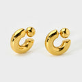 Chunky Stainless Steel C Shaped Statement Stud Earrings Waterproof Metal Jewelry for Women Trendy Front Back Gift