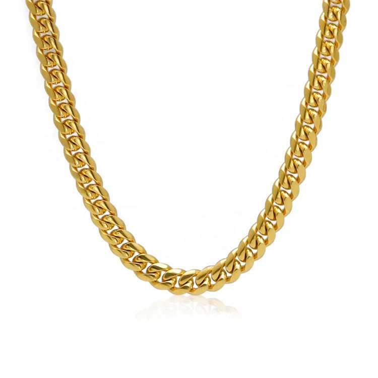 Fashion Punk Style Custom 18K Gold Plated Mens 10mm Curb Cuban Link Chain Initial Necklace