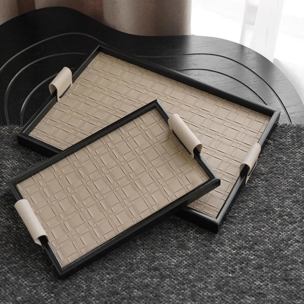 PU Leather Jewelry Multi-functional Vanity Tray Holder Elegant Desktop Storage Organizer Decorative Catchall Perfume Tray