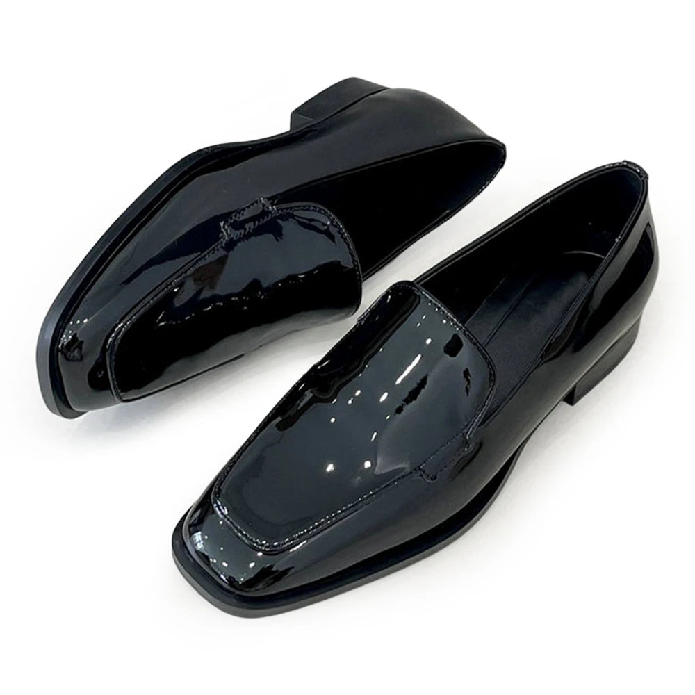 British Style Square Toe Genuine Leather Loafers Comfortable Daily Wear Durable Comfortable Top Layer Cowhide Casual Shoes