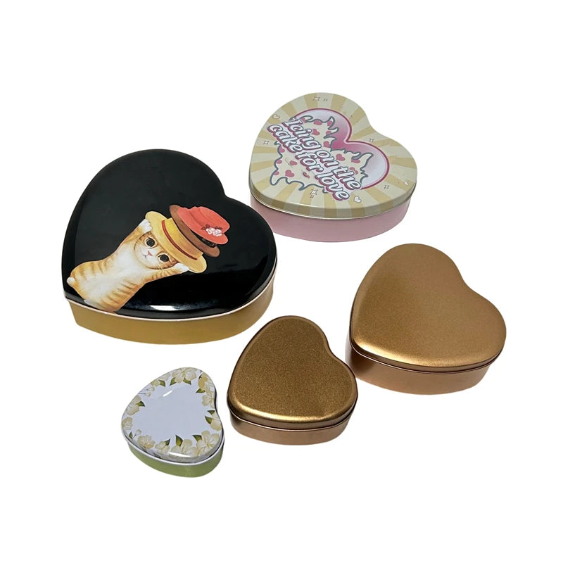 Eco-Friendly Custom Big Heart Shaped Tin Box Packaging Valentines /Christmas Gift for Lover Chocolate Candy Tin Can