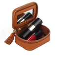 Bridesmaid Gift Mini Lipstick Case Bag Women Luxury Genuine Leather Cosmetic Bag With Mirror