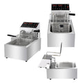 In-smart Electric Deep Fryer Drain Timers Stainless Steel Commercial Plug-And-Play 3.5kW Countertop Basket Kitchen Restaurant