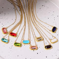 Twelve Color Zircon Necklace Emerald Oval Egg-Shaped Pendant Luxury Copper Clavicle Chain Trendy Constellation Pattern Birthday