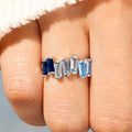 Huitan Custom Fresh Blue Geometry Design Crystal Cubic Zirconia Band Rings for Fashion Jewelry CZ Rings Women Engagement Wedding