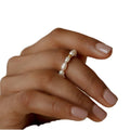 Qiuhan Mini Freshwater Pearl Ring Minimalist Pearl Beaded Ring Bridesmaid Jewelry Gift
