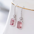 Fashion Natural Pink Morganite Drop Solid 18k Gold Diamond Jewelry Earring for Women Wedding