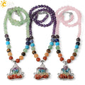 CSJA Wholesale Boho Yoga Natural Gem Stone 7 Chakra Reiki Healing Meditation Crystal Quartz Women Mens Beaded Necklaces G372