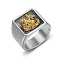 Fashion New Hip Hop Style Dragon Slayer Knight Pattern Men's Stainless Steel Gold Plated Ring