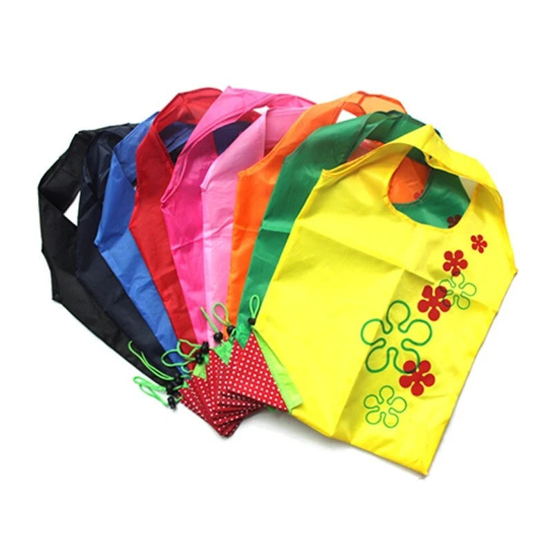 New Wholesale Custom Logo Print Strawberry Pattern Polyester Tote Bag Reusable Foldable Grocery Shopping Bag