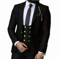 Factory Wholesale 3 Pieces Royal Blue Classic Men's Long Double Breasted Groomsmen Prom Wedding Tuxedos Blazer