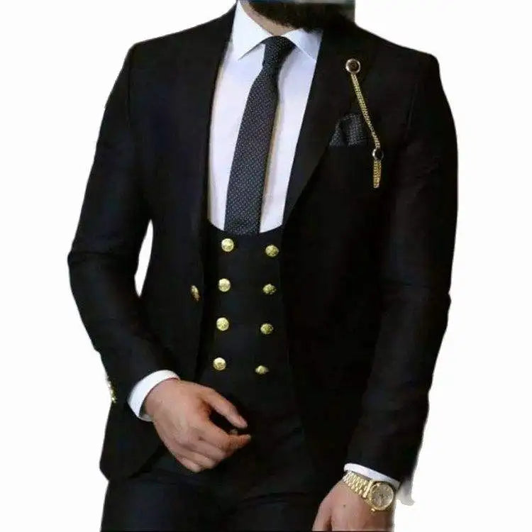 Factory Wholesale 3 Pieces Royal Blue Classic Men's Long Double Breasted Groomsmen Prom Wedding Tuxedos Blazer