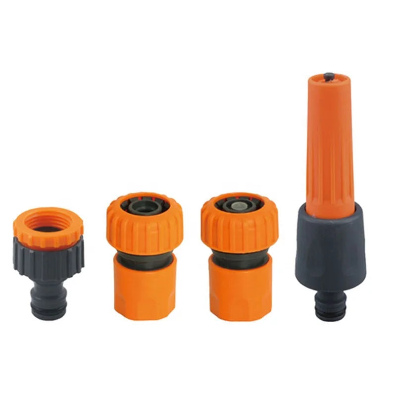 3/4 Inch 4 Pcs Plastic Hose Basic Set for Garden Tools