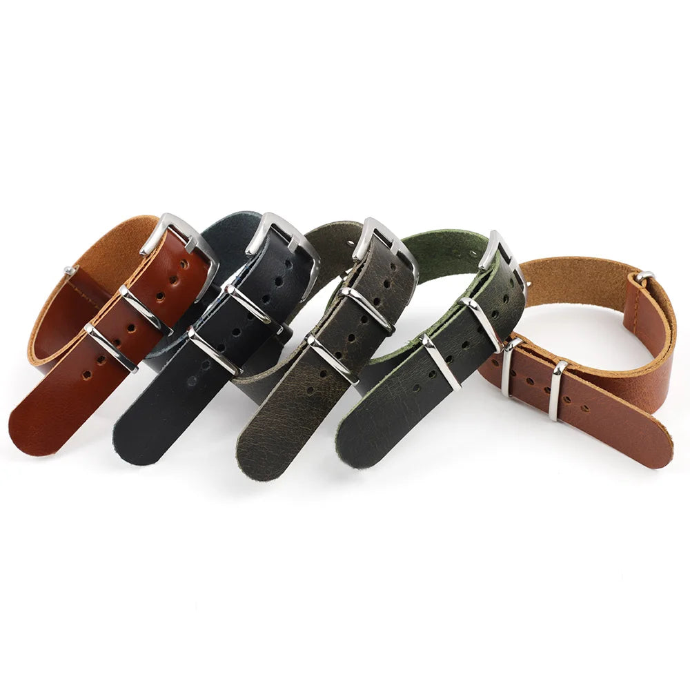 18mm 20mm 22mm 24mm One Piece Strap Genuine Leather Watchband Vintage Watch Strap Replacement