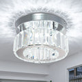 Modern Minimalist Square LED Crystal Ceiling Light Flush Mount Steel Base Chandelier Lamp Fixture for Bedrooms and Dining Room