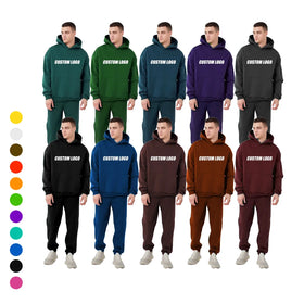 Puff Printing Pullover Heavyweight Unisex Oversized Hoodie and Jogger Set for Men