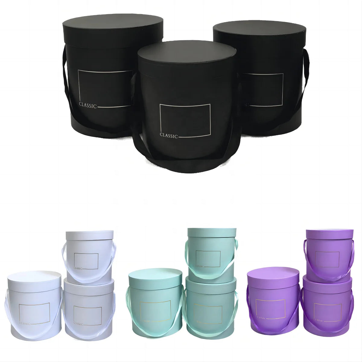 Stock (custom Accepted) Solid Color Hot Gold 3-piece Round Box Flower Gift Box Packing Box with Rope