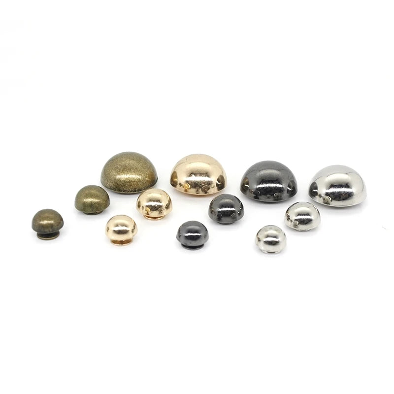 Brass Screw Back Dome Rivet Bag Stud Bag Button Round Head 8mm Leather Belt Screw Stud Rivet for Leather Craft Handbag Purse